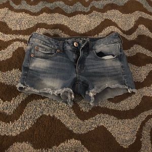 Light wash jean shorts